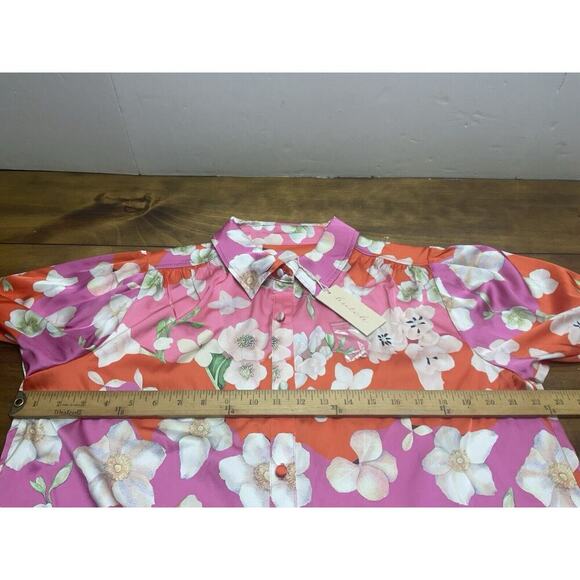 Hutch Kodie Top Women's Size Large Mixed Bouquet Floral Button Down Blouse NWT - Picture 9 of 14